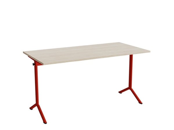 Bord Atlas 1130, 1400x700mm, lyddæmpende eg højtrykslaminat, rødt stel