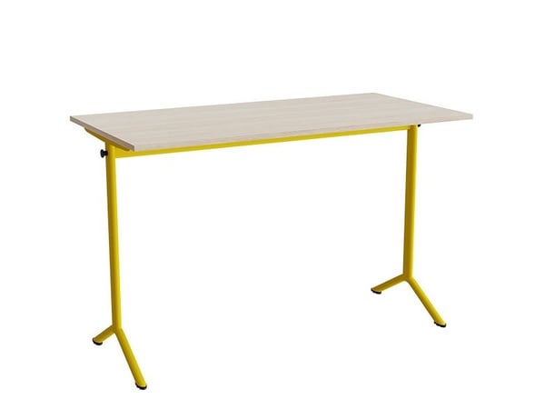 Bord Atlas 1130, 1400x700mm, lyddæmpende eg højtrykslaminat, gult stel