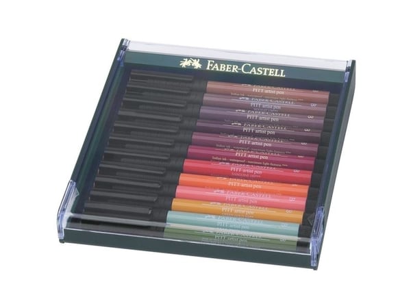 Faber-Castell PITT Artist Pen Earth tones - Børstepenn - permanent - assorterte farger - tusj (en pakke 12)