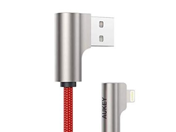 CB-AL01 Rød OEM Nylon USB-kabel - Lyn | 2m | 90 graders plugger | MFi-sertifisert