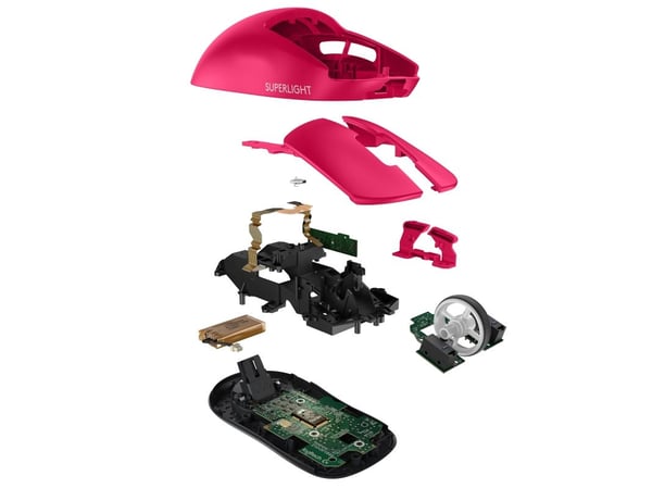 Logitech PRO X SUPERLIGHT trådløs spillmus - Mus - Optisk - 5 knapper - Trådløs - LIGHTSPEED - Logitech LIGHTSPEED-mottaker - Magenta