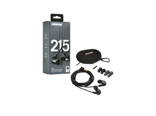 Shure SE215 Sound Isolating - Sound Isolating - ørepropper - i øret - kablet - 3,5 mm jakk - gjennomskinnelig sort