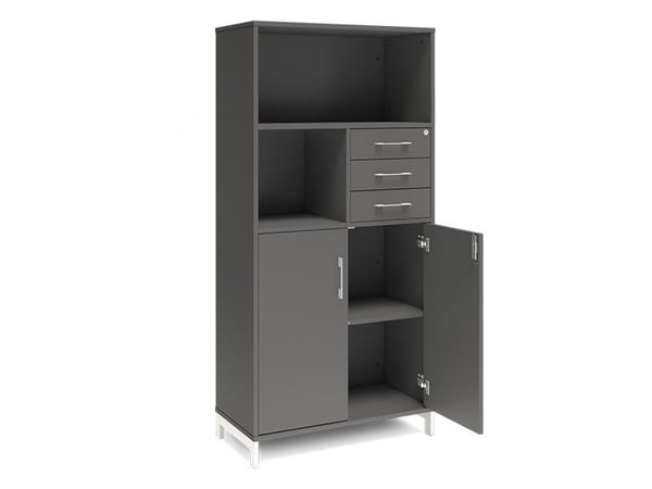 Kontorskab DNA, 800x1660 mm, Antracit/Hvid, skuffemodul 4A4/2A4