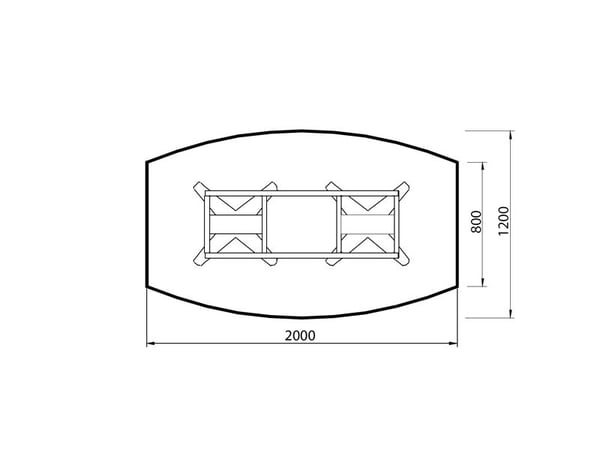 Neuvottelupöytä DNA, vaaleanharmaa 2000x1200 mm veneen muotoinen, Alu harmaa runko