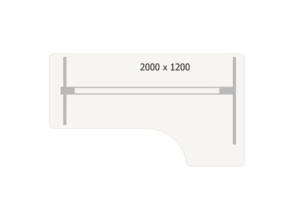 Hæve-sænkebord DNA, Hvid 2000x1200mm Højre 2-ben/Alugrå