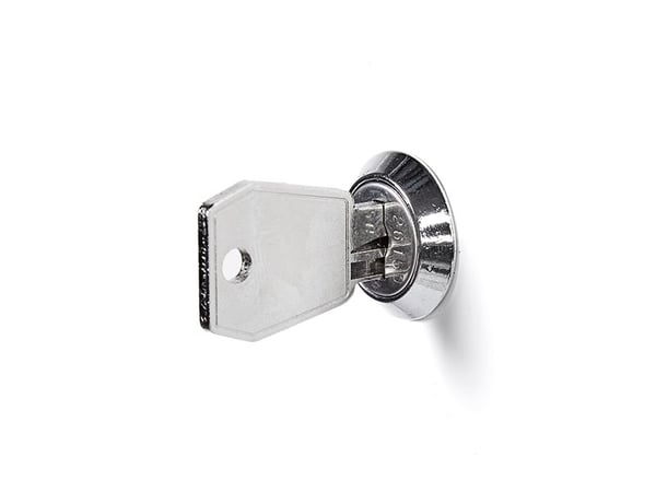Vaatekaappi 3x300 mm Viisto katto 5 lokeroa korkeudella Sininen ovi Sylinterilukko