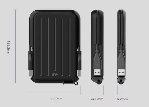 SILICON POWER Armor A66 - Hårddisk - 1 TB - extern (portabel) - 2.5" - USB 3.2 Gen 1 - blå