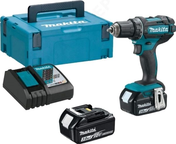 Makita DDF482RFJ - Borr/drivare - sladdlös - 2 hastigheter - nyckellös chuck 13 mm - 62 N·m - 2 batterier - 18 V