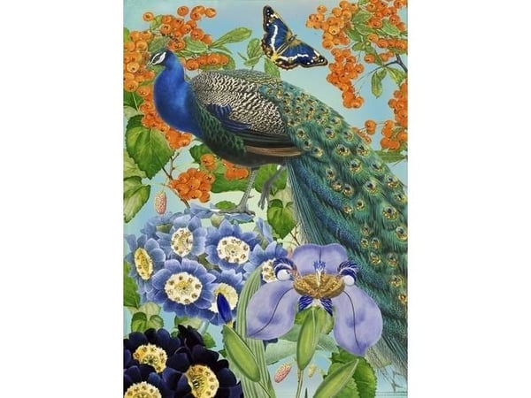 B6 glitter kort med konvolutt Peacock