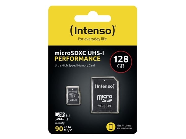 Intenso - Flashminnekort (SD-adapter inkludert) - 128 GB - UHS-I U1 / Class10 - microSDXC UHS-I