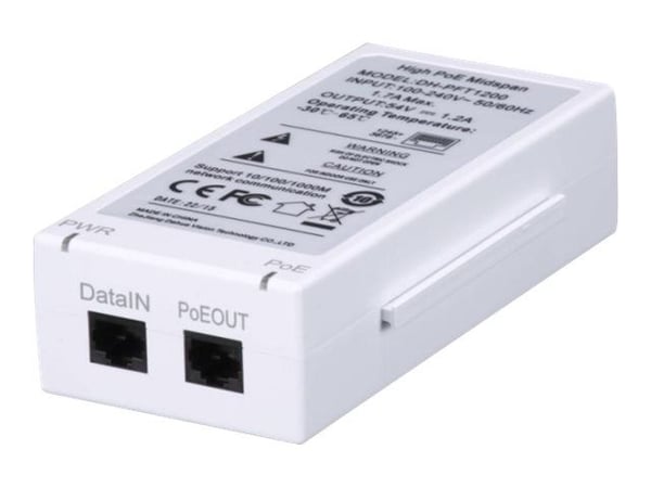 Dahua PFT1200 High PoE Midspan - Strøminjektor - AC 100-240 V - 60 watt - for Ultra Series 6AL445XANR; Ultra Series ArcticPro 8A840PANF, 8A840WANF