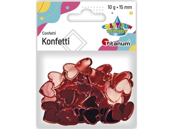 Titanum konfetti hjerter røde 10 g
