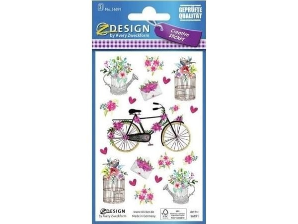 Zdesign klistremerker i papir – blomster, sykkel