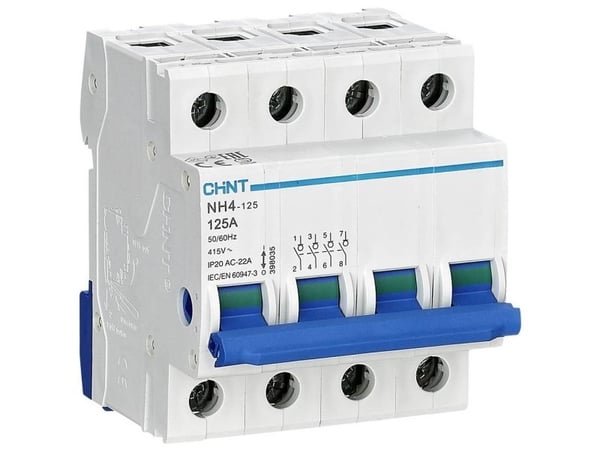 Chint 398046 hovedbryter blå/hvit 4-polet 32 A 240 V, 415 V 1 stk