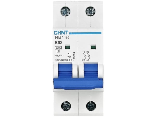 Chint 179653 NB1-63 2P B6 6kA DB Ledningssikkerhedsafbryder 2-napainen 6 A 240 V, 415 V