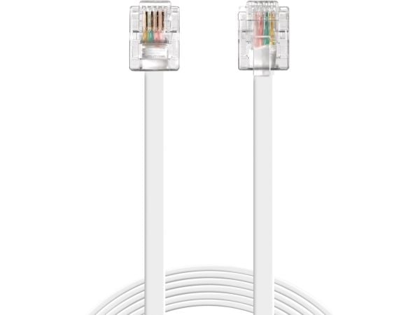 Sandberg - Telefonlinjekabel - RJ-11 hann til RJ-11 hann - hvit