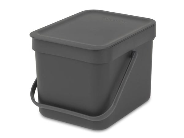 Brabantia Sort & Go - Søppelbøtte - flipp-lokk - 6 L - håndtak - grå