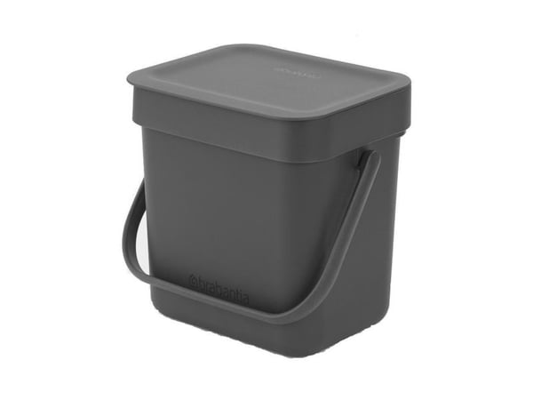 Brabantia Sort & Go - Søppelbøtte - flipp-lokk - 3 L - håndtak - grå