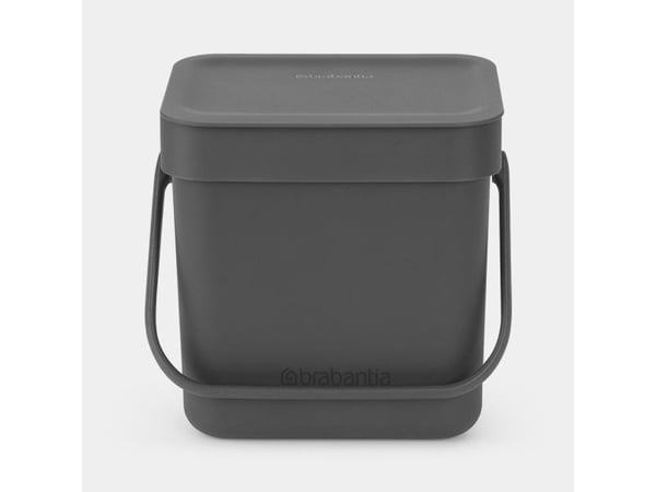 Brabantia Sort & Go - Søppelbøtte - flipp-lokk - 3 L - håndtak - grå