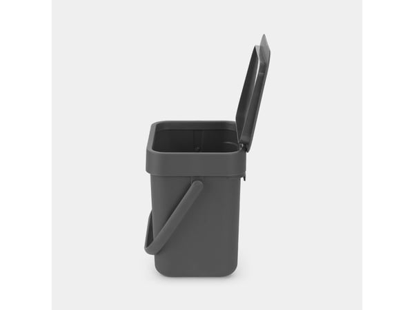 Brabantia Sort & Go - Søppelbøtte - flipp-lokk - 3 L - håndtak - grå