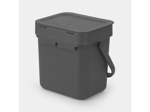 Brabantia Sort & Go - Søppelbøtte - flipp-lokk - 3 L - håndtak - grå