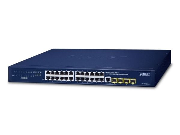 PLANET IPv4/IPv6, 24-Port, Håndtert, L2/L4, Gigabit Ethernet (10/100/1000), Full tosidig, Rack-montering, 1U