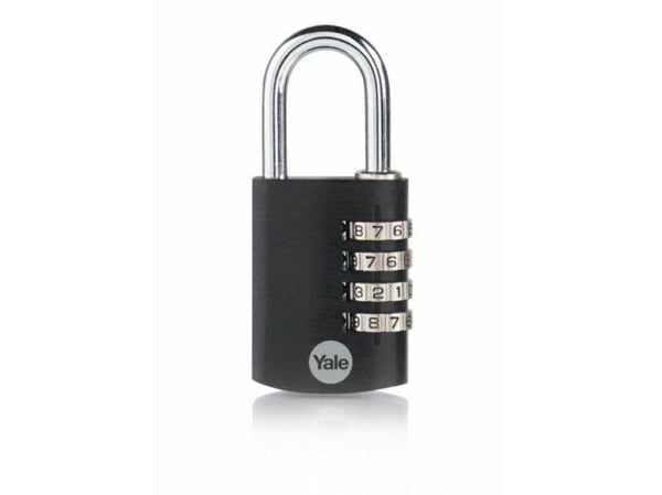 Yale YE3CB/38/131/1/BK, Konventionellt hänglås, Kombinationslås, Svart, Gjuten aluminium, U-format, 1 styck