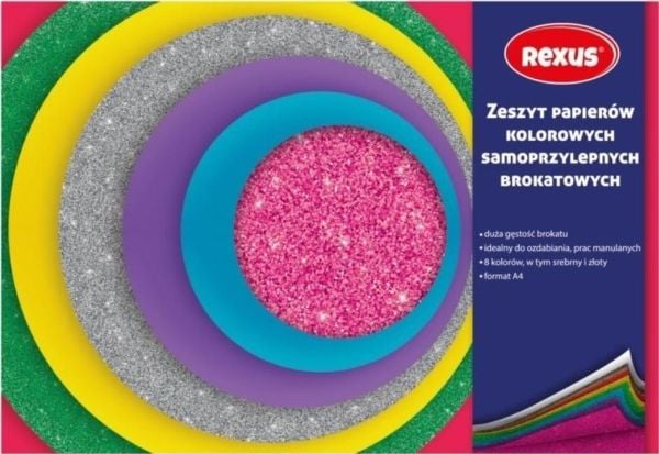Selvklebende farget papir A4/8K glitter (10 stk)