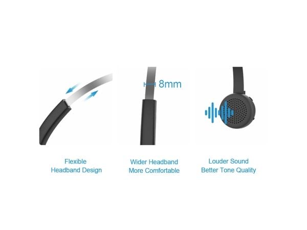 Conceptronic Polona POLONA03BDA - Hodesett - on-ear - Bluetooth - trådløs - USB-A via Bluetooth-adapter - svart