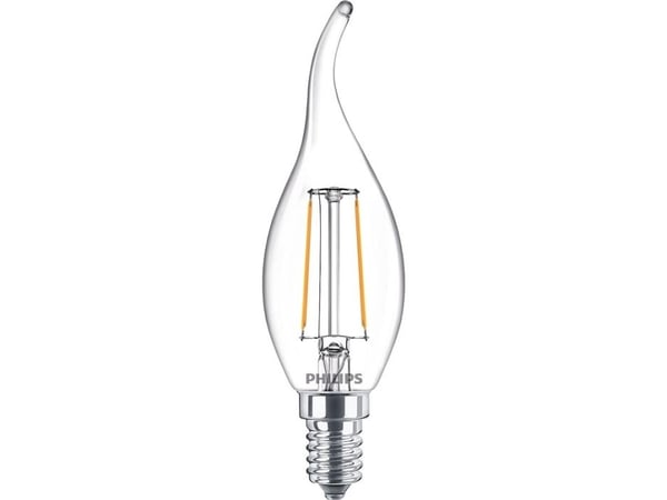Philips - LED-lyspære - form: stearinlys - klar finish - E14 - 2 W (ekvivalent 25 W) - klasse A++ - varmt hvitt lys - 2700 K
