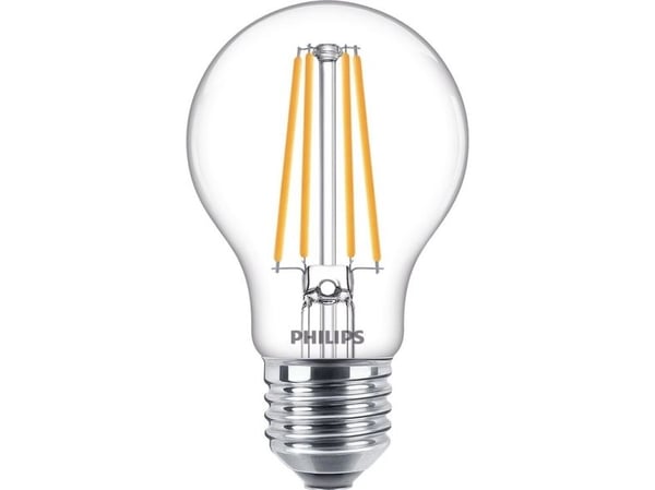 Philips - LED-lyspære - form: A60 - klar finish - E27 - 8.5 W (ekvivalent 75 W) - klasse E - varmt hvitt lys - 2700 K