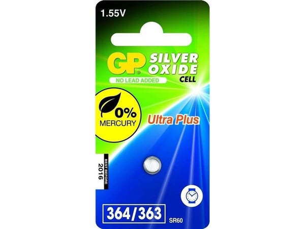 GP Batteries Silver Oxide Cell 364, Engångsbatteri, SR60, Silver-oxid (S), 1,55 V, 1 styck, Rostfritt stål