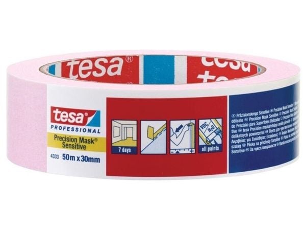 Tesa Professional presisjonsmalingstape for ømfintlige overflater 50m 30mm rosa - 04333-00019-01