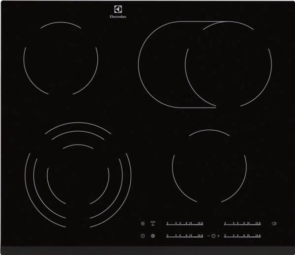 Electrolux EHF6547FXK, Sort, Innebygget, Keramisk, 4 zone(s), 4 zone(s), Småkoking