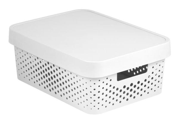 Curver INFINITY 11L valkoinen läpällinen astia, jossa on kansi