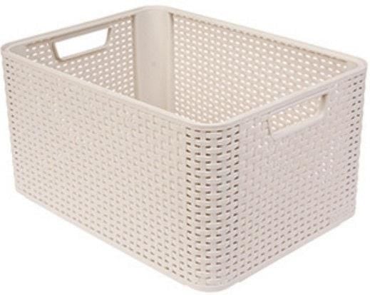 Curver 205851 Rangement Style Aspect Rotin L Deuxième Génération Polypropylène Ivoire