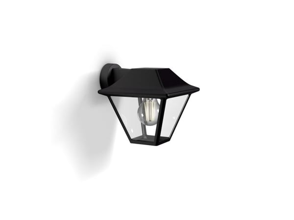 Philips myGarden Alpenglow-vegglampe, 60 W, E27, ingen pære, Vegglys, Svart, Aluminium, Glass, IP44, Hage, Terrasse, I