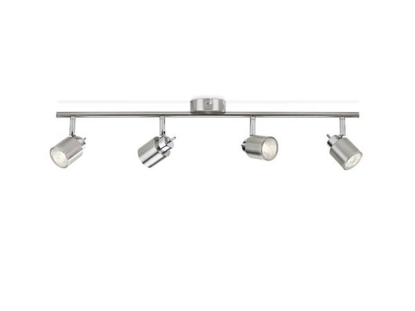 Philips Essentials Meranti tak-/väggspotlight 4 x, Utanpåliggande spotlight, GU10, 4 lampor, LED, 220-240 V, Krom