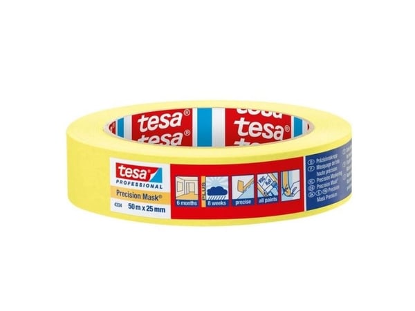 TESA 4334, 25mm x 50m, 50m, 25mm, Gul
