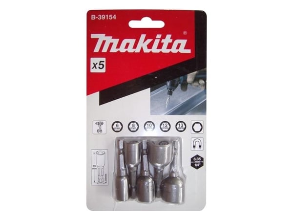 Makita - Koppnøkkelsett - 5 deler - sekspunkters - 6 mm, 8 mm, 10 mm, 12 mm, 13 mm - heksagonal - lengde: 50 mm