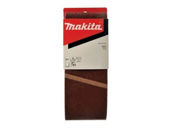 Makita - Slipebelte - for tre, metall, stål, maling - 5 deler - grovkorn: 40 - 100 mm x 610 mm - for Makita 9401, 9404