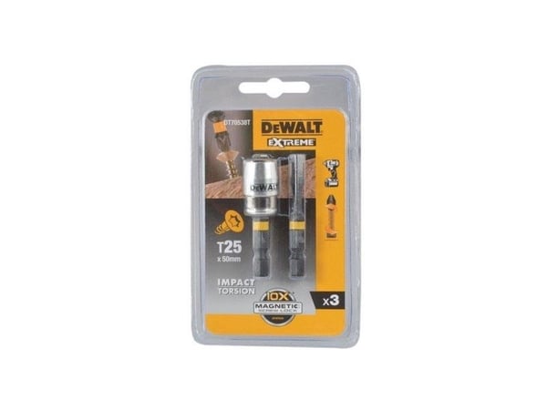 Extreme DeWALT IMPACT TORSION DT70538T-QZ - Bitsats för slagskruvdragare - 3 delar - torx - T25 - hexagonalt - längd: 50 mm