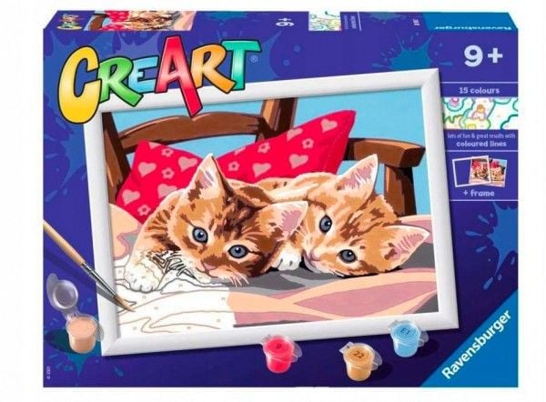 Ravensburger CreArt Two Cuddly Cats, Malinger inkludert, Gutt/Jente, Fargelegg etter tall