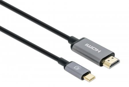 Manhattan 153607, 2 m, HDMI Type A (Standard), USB Type-C, Hankjønn, Hankjønn, Rett