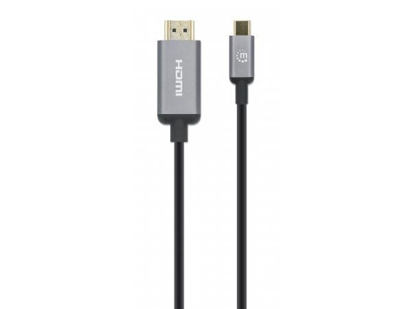 Manhattan 153607, 2 m, HDMI Type A (Standard), USB Type-C, Hankjønn, Hankjønn, Rett