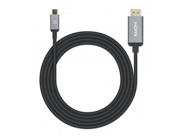 Manhattan 153607, 2 m, HDMI Type A (Standard), USB Type-C, Hankjønn, Hankjønn, Rett