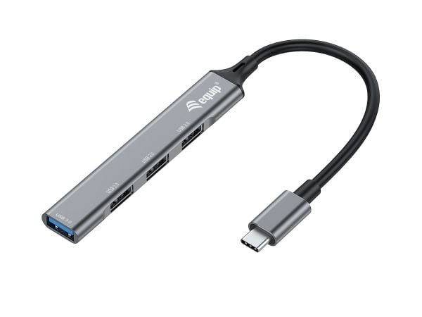 Equip 128961, USB 3.2 Gen 1 (3.1 Gen 1) Type-C, USB 2.0, USB 3.2 Gen 1 (3.1 Gen 1) Type-A, 5000 Mbit/s, Sort, Grå, Aluminium, 0,15 m
