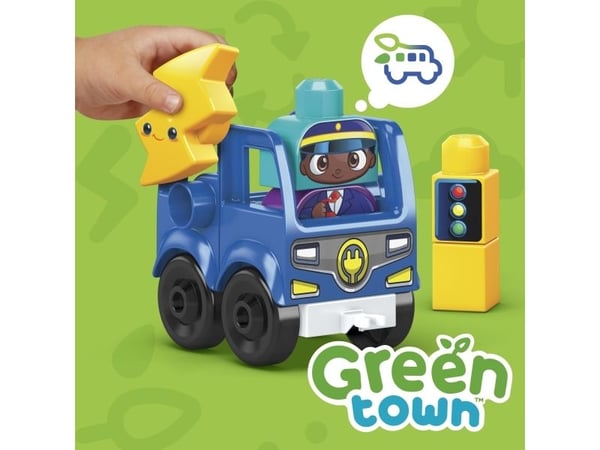 MEGA BLOKS Green Town Charge & Go Bus, Byggesett, 1 år, Plast, 35 stykker, 950 g