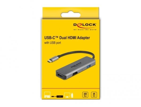 Delock - Dockningsstation - USB-C / Thunderbolt 3 - 2 x HDMI