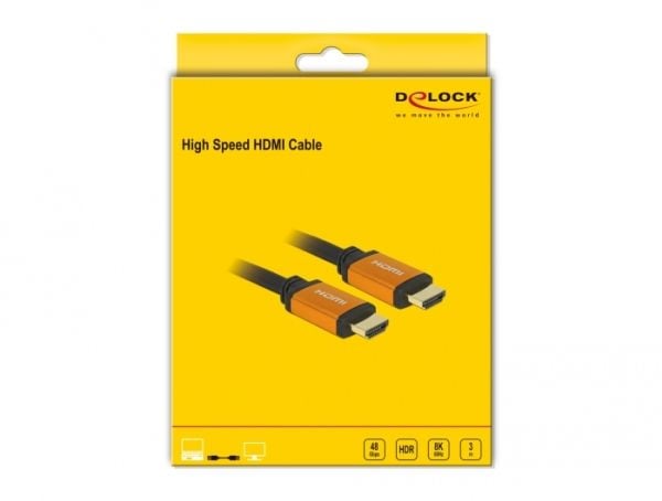 Delock - High Speed - HDMI-kabel - HDMI hann til HDMI hann - 3 m - trippel beskyttelse - svart, gull - støtte for Dolby DTS-HD Master Audio, støtte...